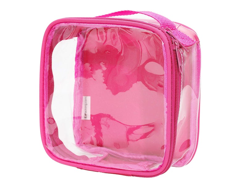 EzPacking Clear TSA Approved 3-1-1 Travel Toiletry Bag for Carry On/Quart Size Transparent Liquids Pouch for Airport Security/Reusable See Through Vinyl & PVC Plastic Organizer Men Women (Pink) - Image 1